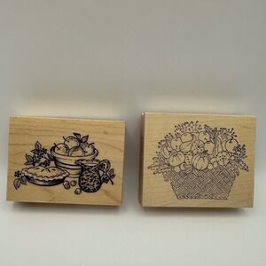 PSX F-2187 Lockhart 5007 Wood Rubber Stamp Harvest Fall Thanksgiving Vintage Lot